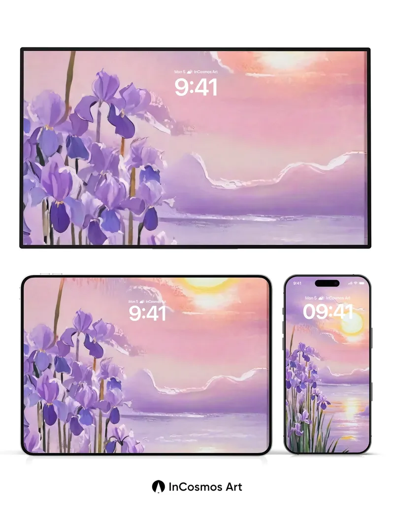 Lavender Sunset Wallpaper with Floating Light