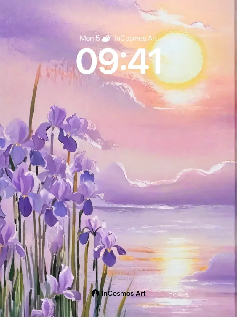 Lavender Sunset Wallpaper with Floating Light
