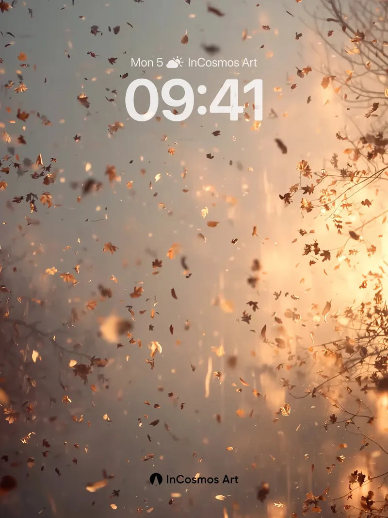 Golden Drift Wallpaper with Sunlit Leaves wallpaper for iPhone, iPad & Mac