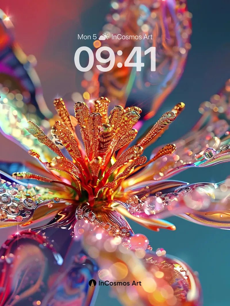 Luminous Glass Bloom Wallpaper with Cosmic Dew wallpaper for iPhone, iPad & Mac