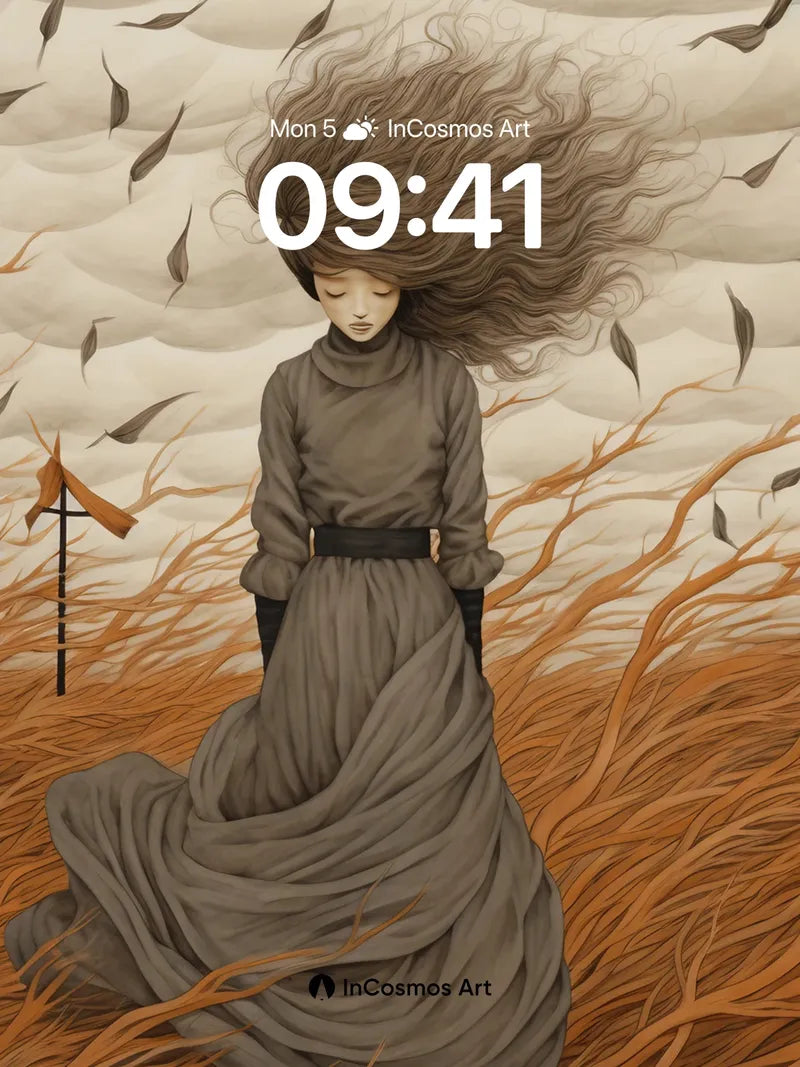 Whispering Wind Wallpaper with Drifting Leaves