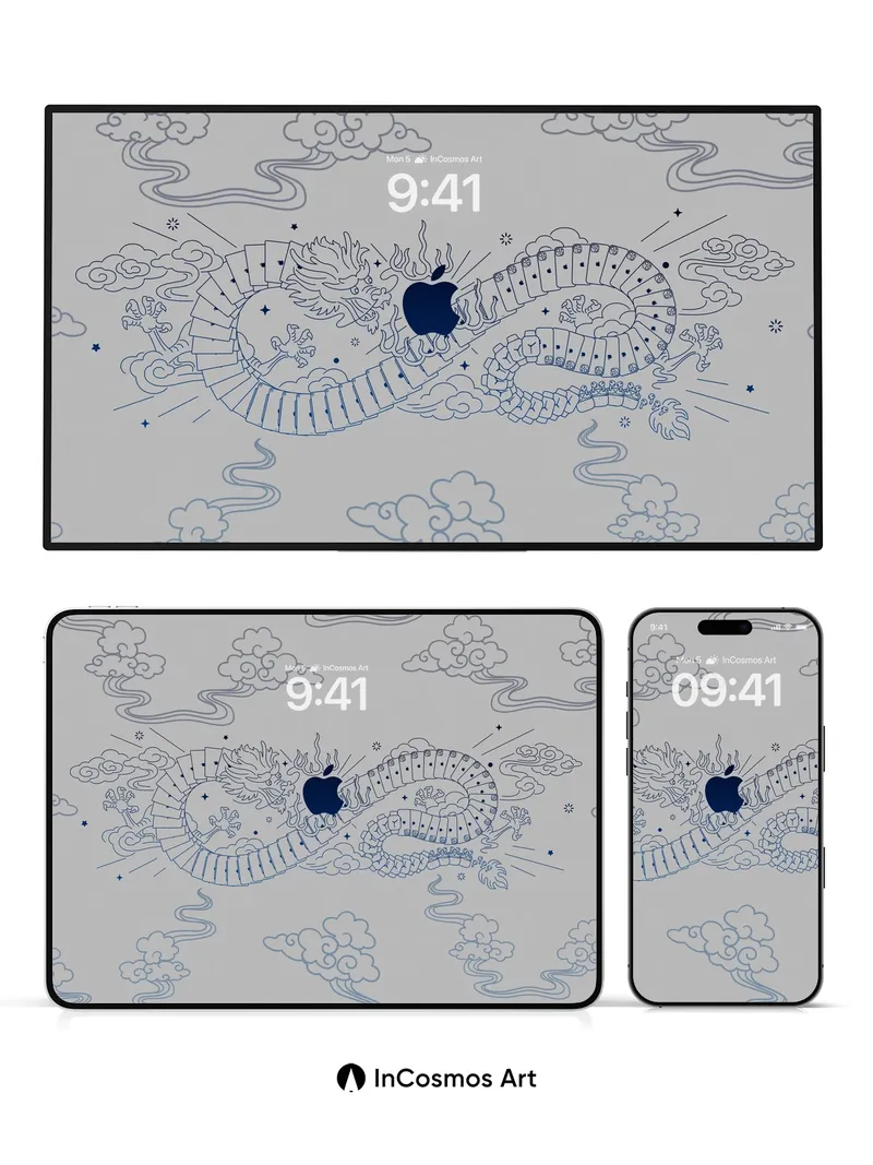 Celestial Dragon Wallpaper with Apple Core