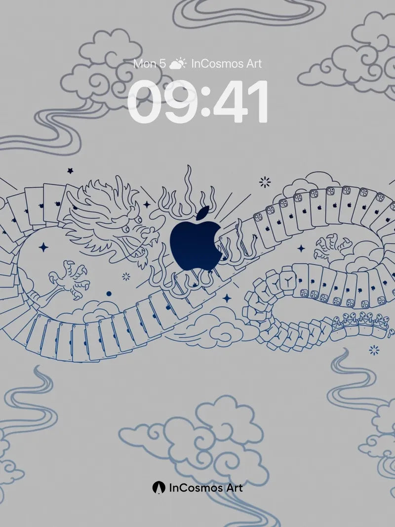 Celestial Dragon Wallpaper with Apple Core