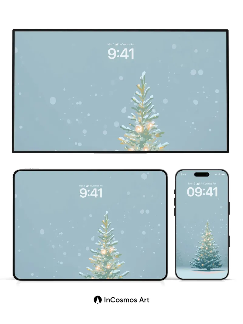 Frosted Solitude Wallpaper with Golden Sparks