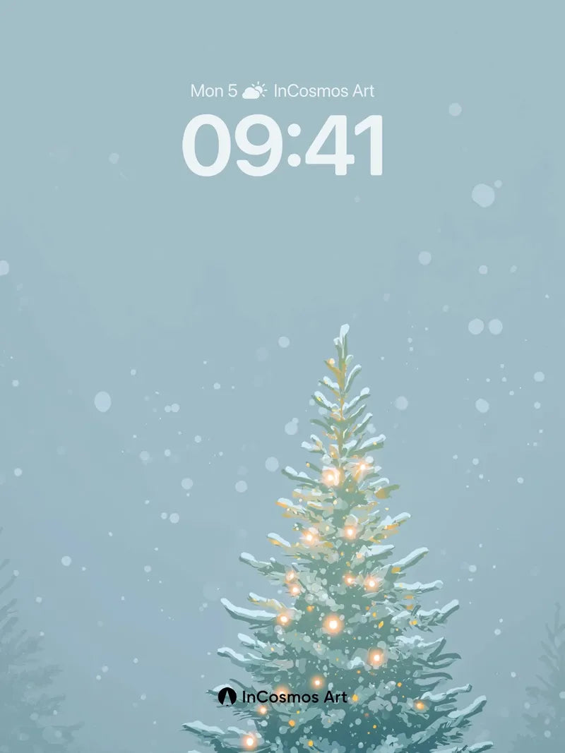 Frosted Solitude Wallpaper with Golden Sparks