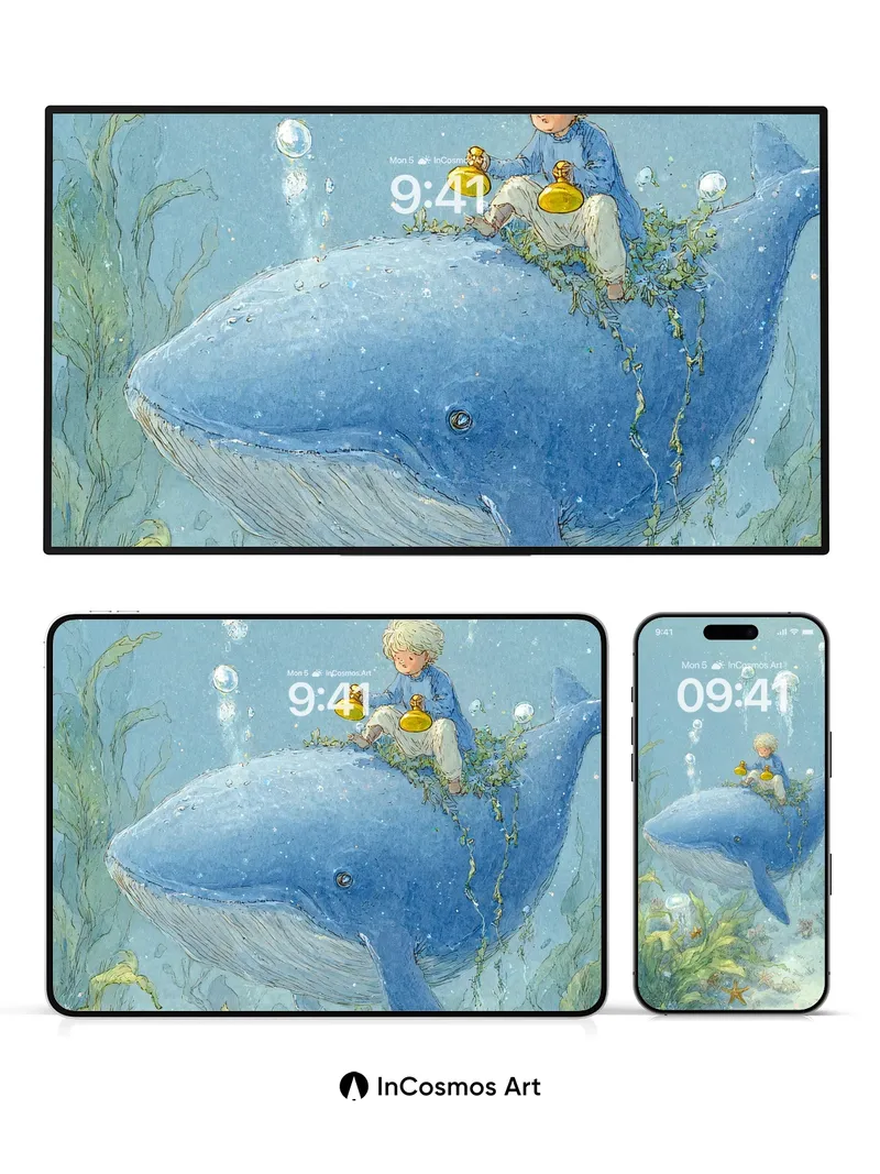 Whispering Depths Wallpaper with Floating Child
