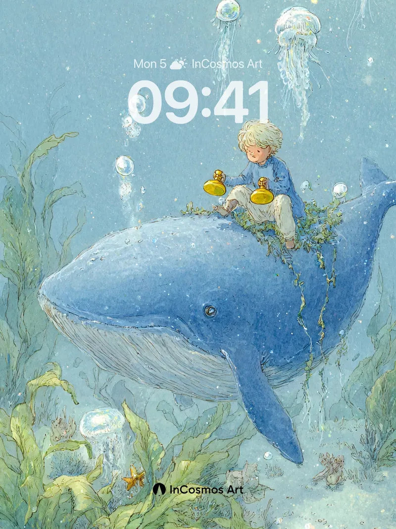 Whispering Depths Wallpaper with Floating Child wallpaper for iPhone, iPad & Mac