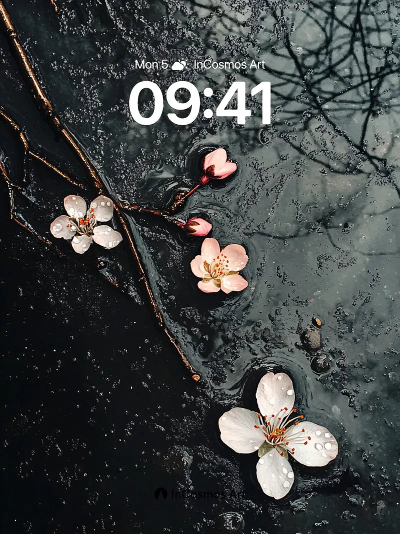 Serenity Bloom Wallpaper with Water Reflections