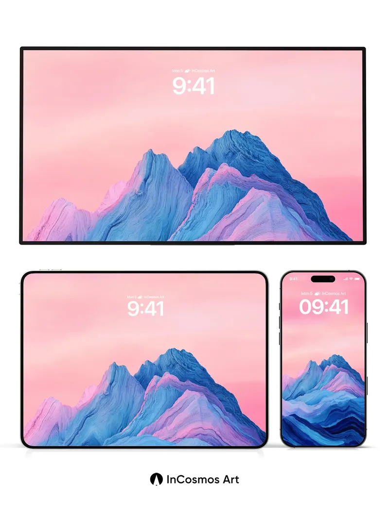 Crimson Horizon Wallpaper with Liquid Mountains