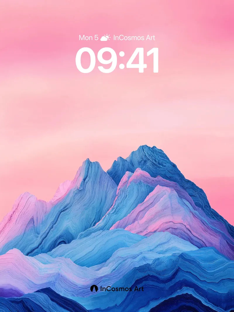 Crimson Horizon Wallpaper with Liquid Mountains