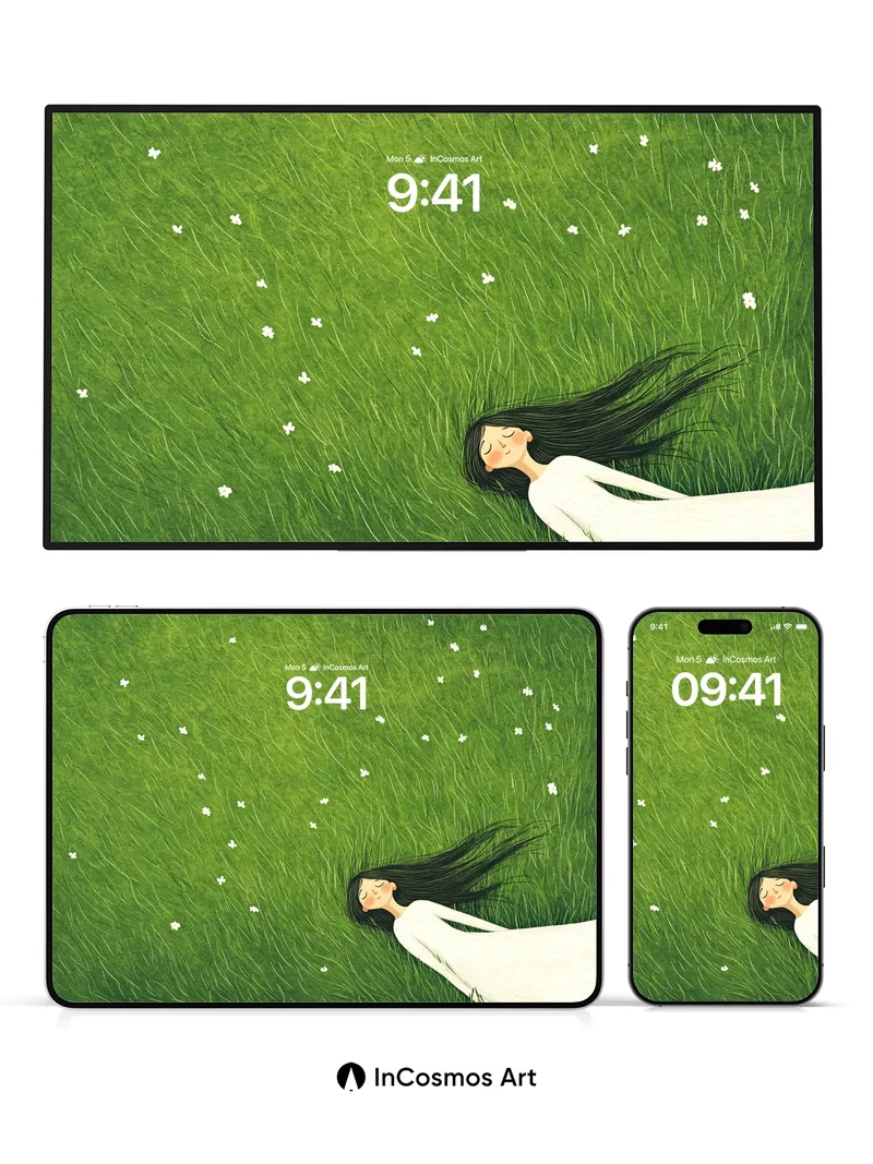 Serenity Meadow Wallpaper with Whispering Grass