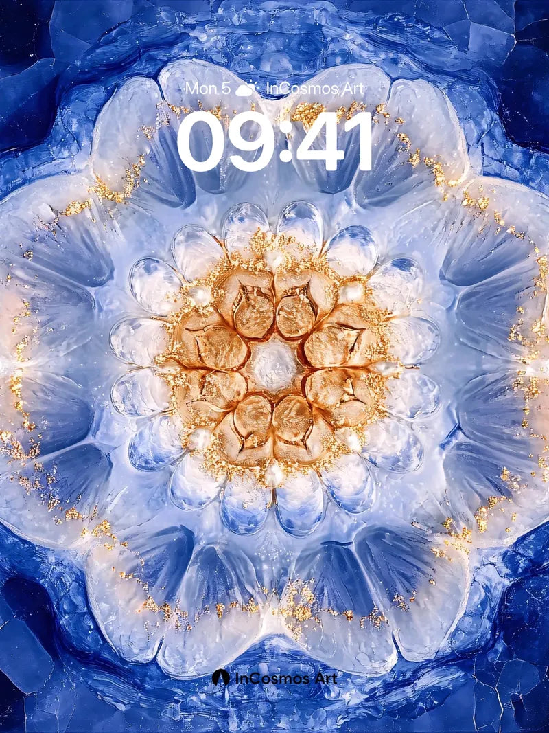 Luminous Bloom Wallpaper with Golden Veins wallpaper for iPhone, iPad & Mac