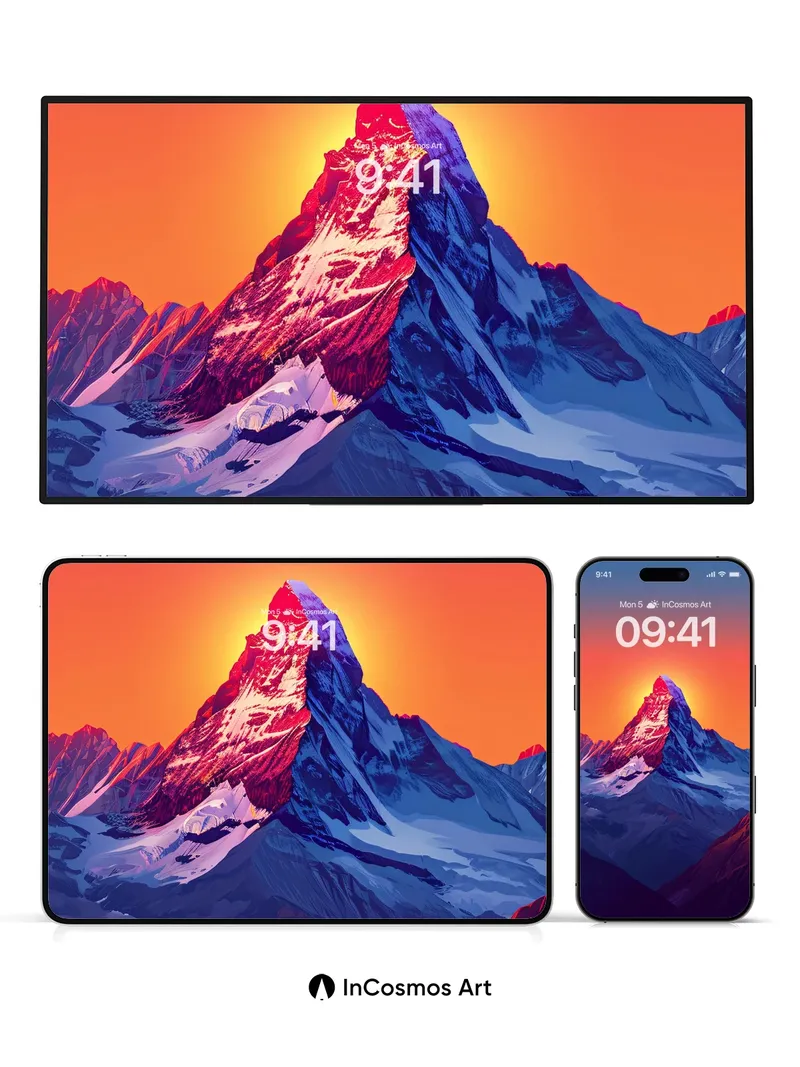 Crimson Summit Wallpaper with Solar Halo