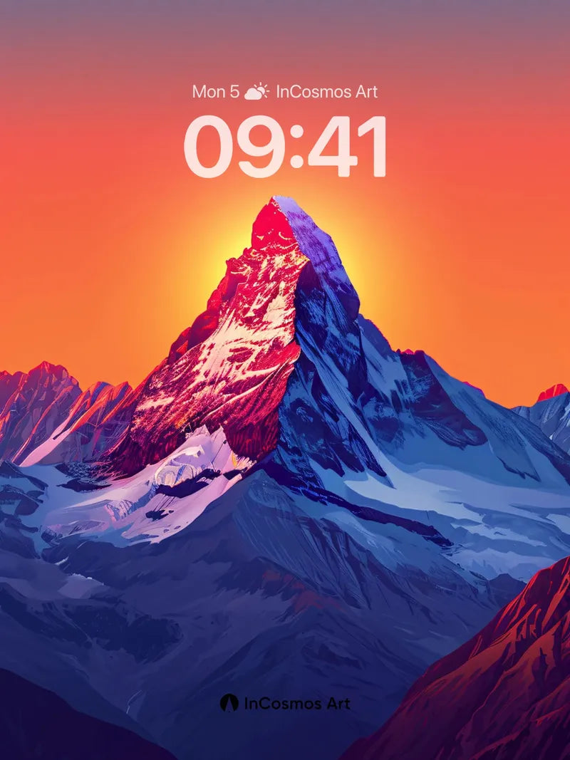 Crimson Summit Wallpaper with Solar Halo