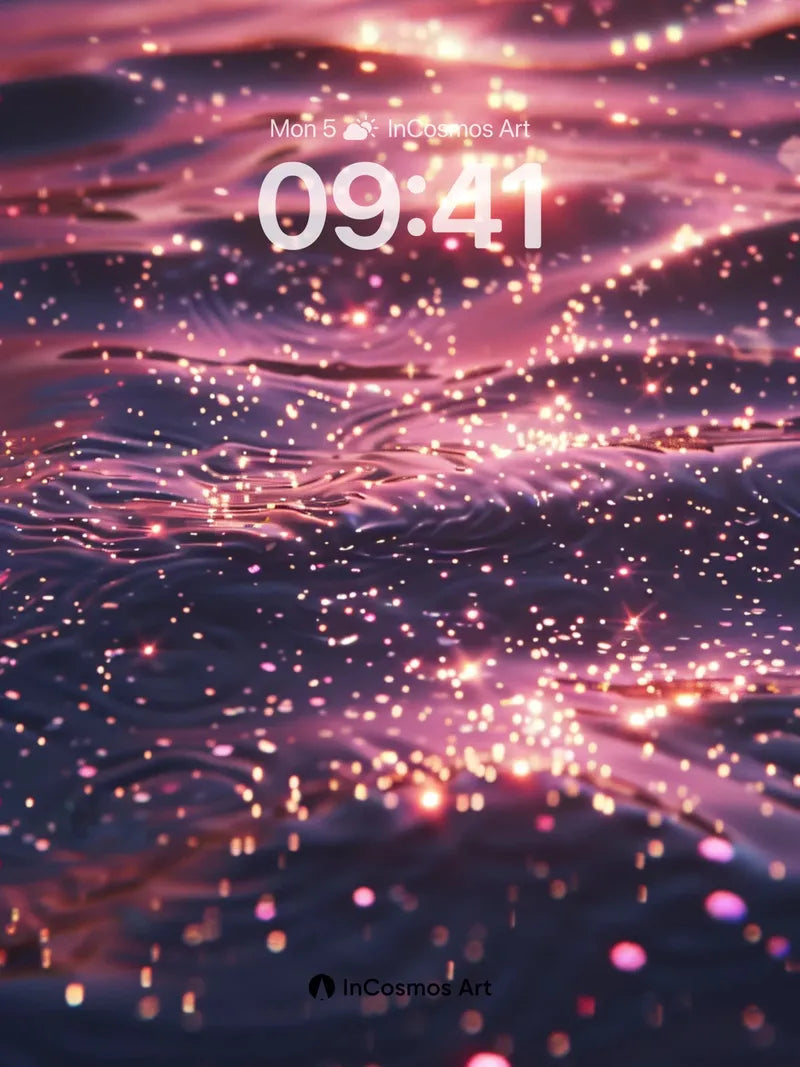 Luminous Waterfall Wallpaper with Starlight Dust