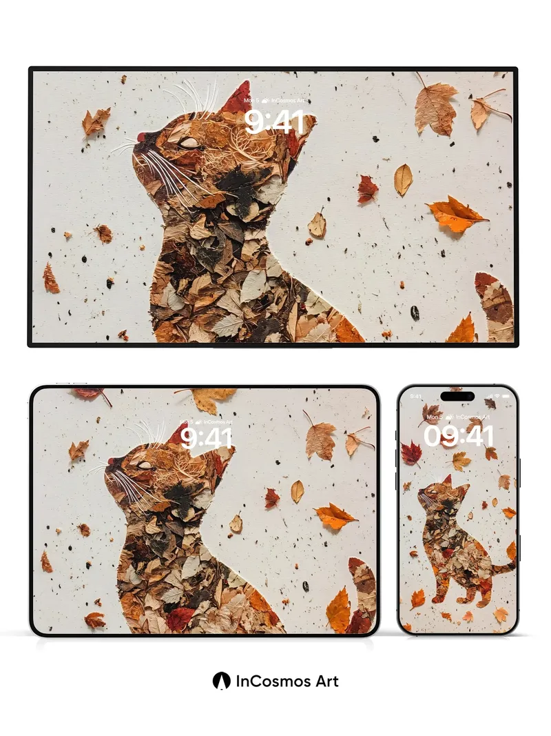 Autumn Whisker Wallpaper with Leaf-Sewn Form