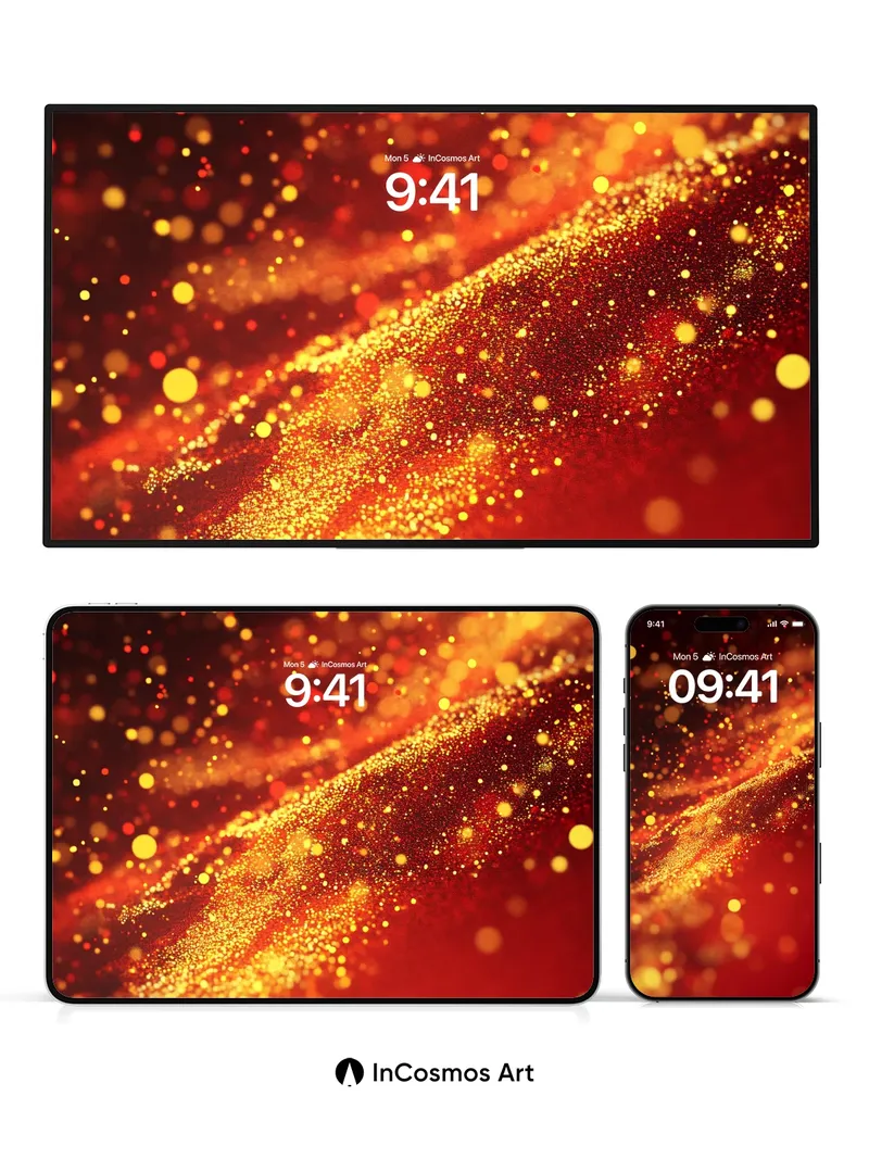 Ember Cascade Wallpaper with Golden Dust