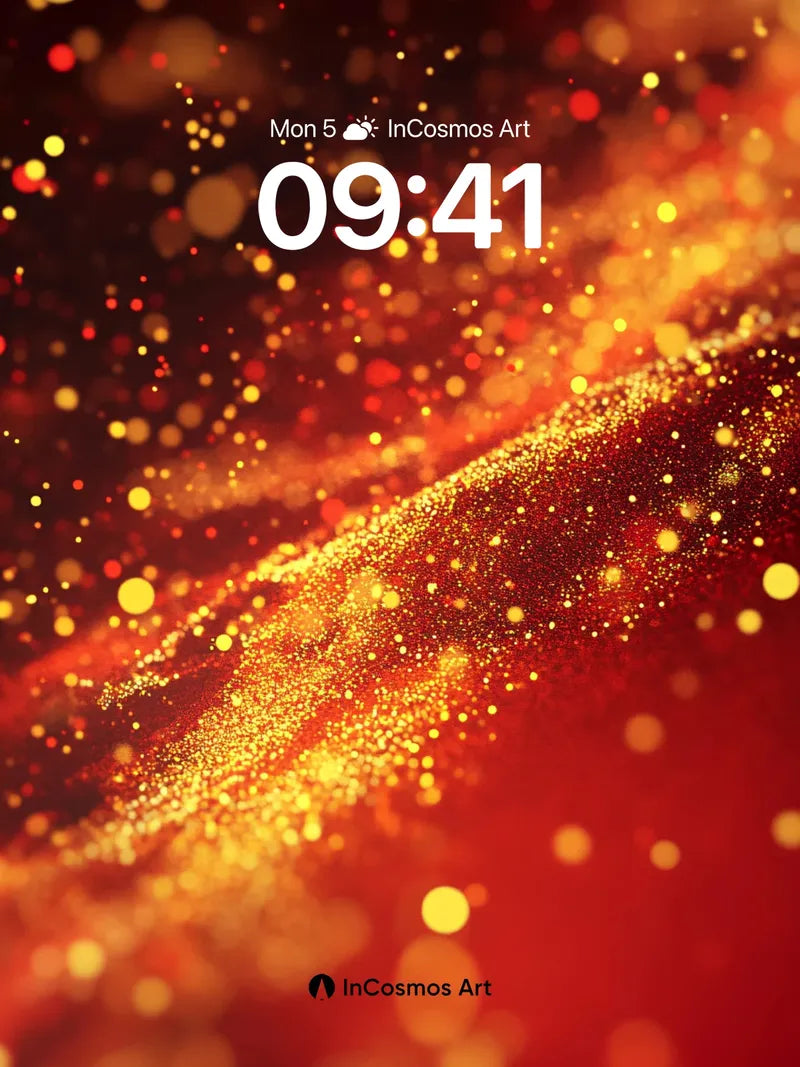 Ember Cascade Wallpaper with Golden Dust