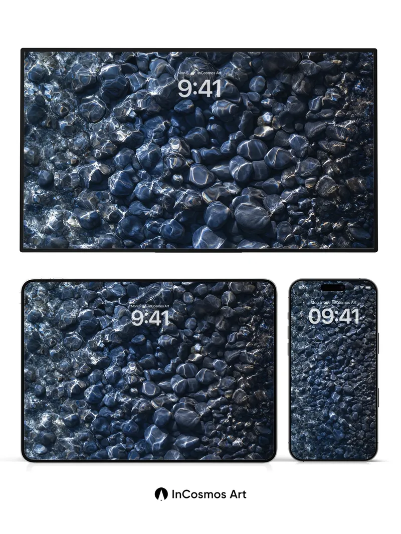 Obsidian River Wallpaper with Liquid Light