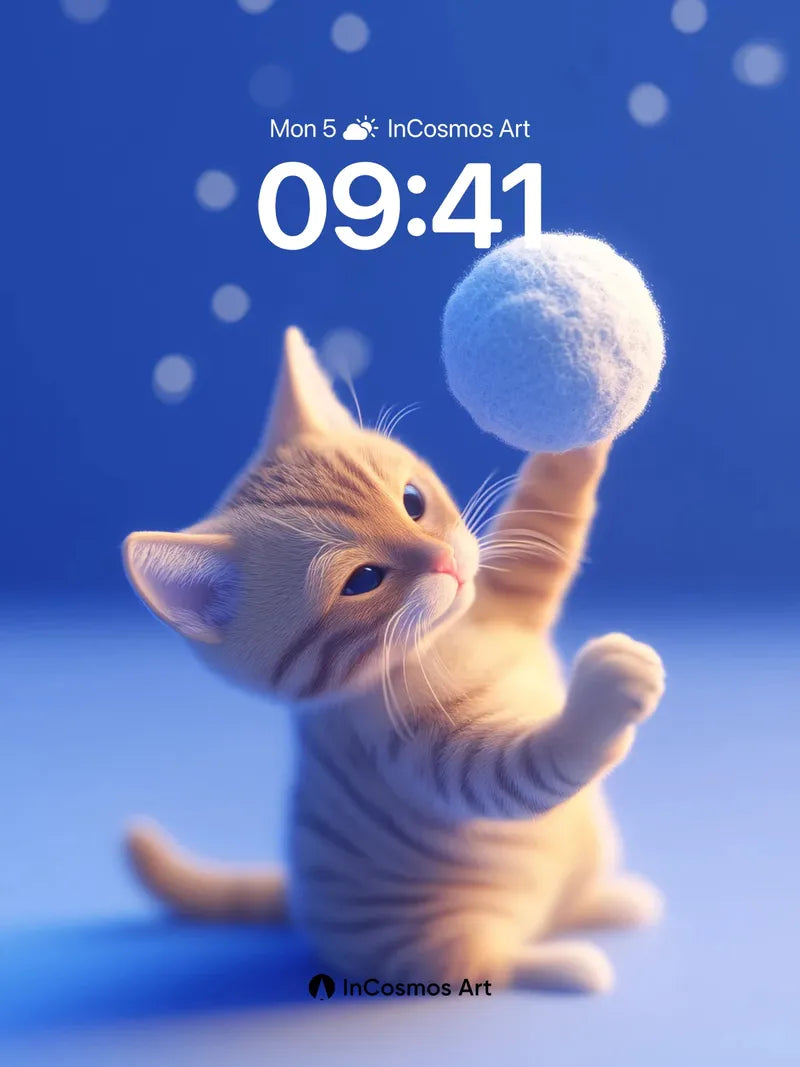 Playful Whisker Wallpaper with Floating Fluff wallpaper for iPhone, iPad & Mac