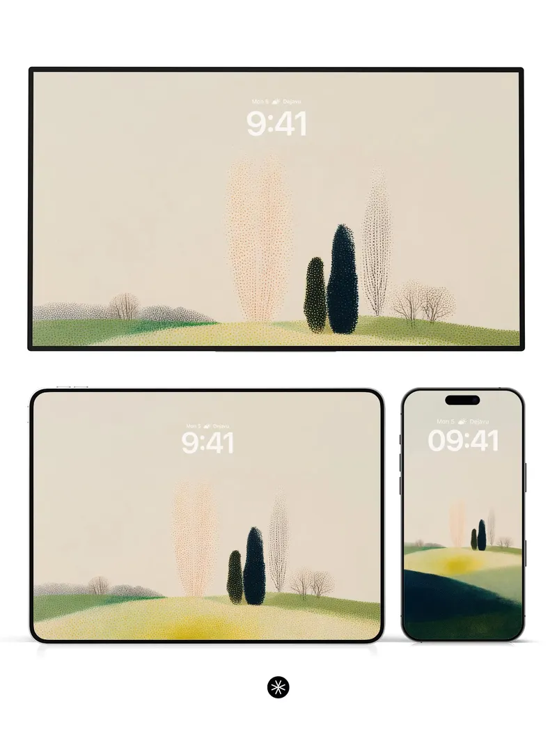 Serene Dotwork Meadow Wallpaper - Soft Gradient Horizon