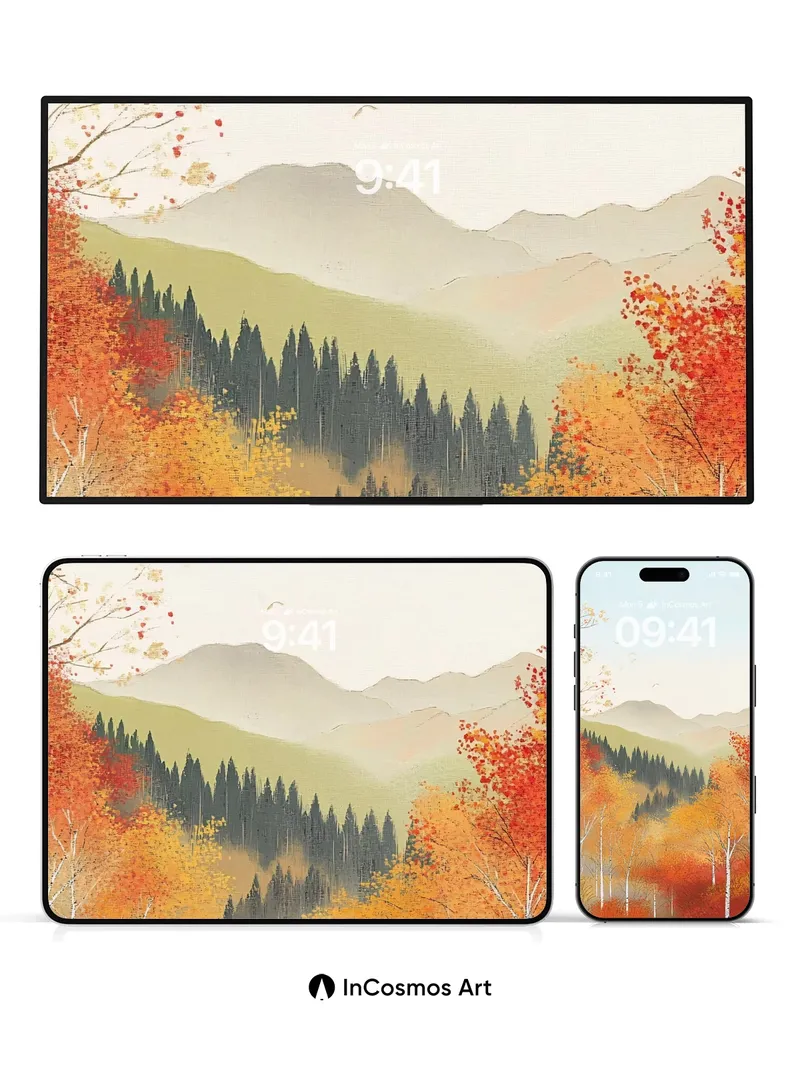 Autumn Hush Wallpaper with Whispering Birch