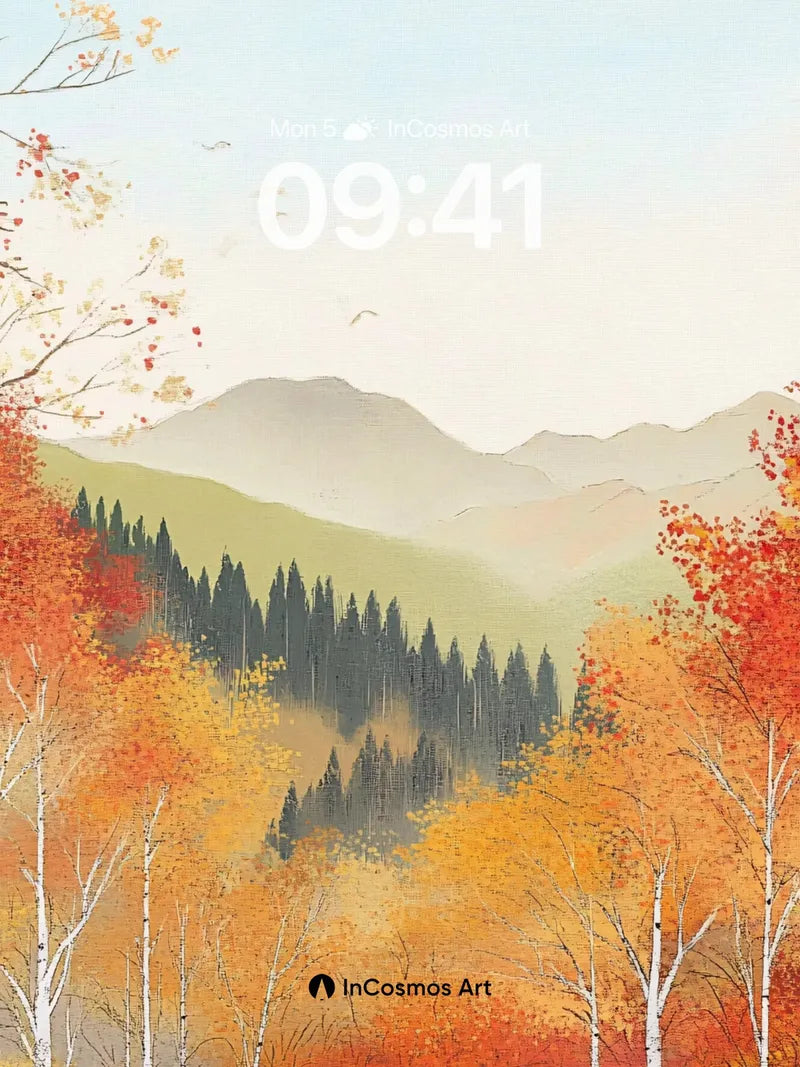 Autumn Hush Wallpaper with Whispering Birch