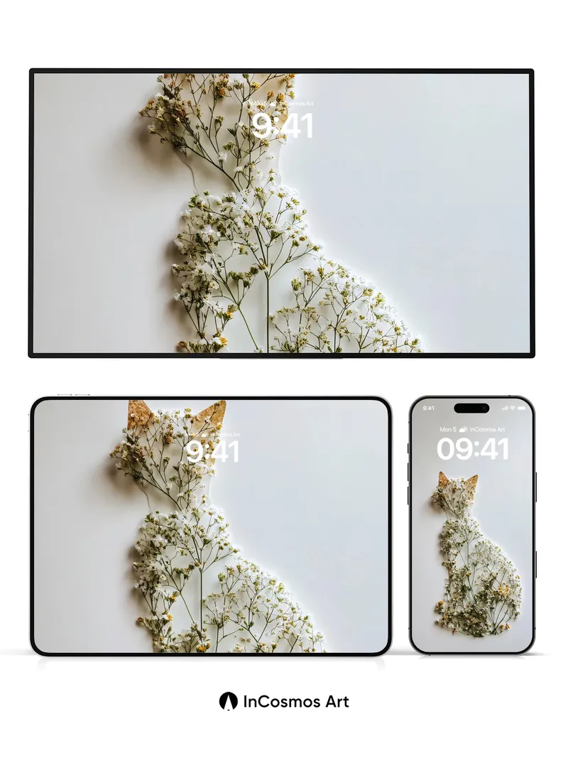 Silent Bloom Wallpaper with Petal Silhouette