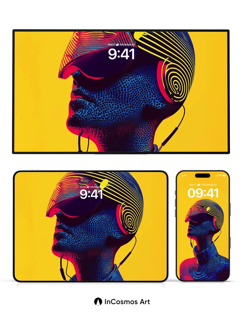 Neon Pulse Wallpaper with Circuit Skin