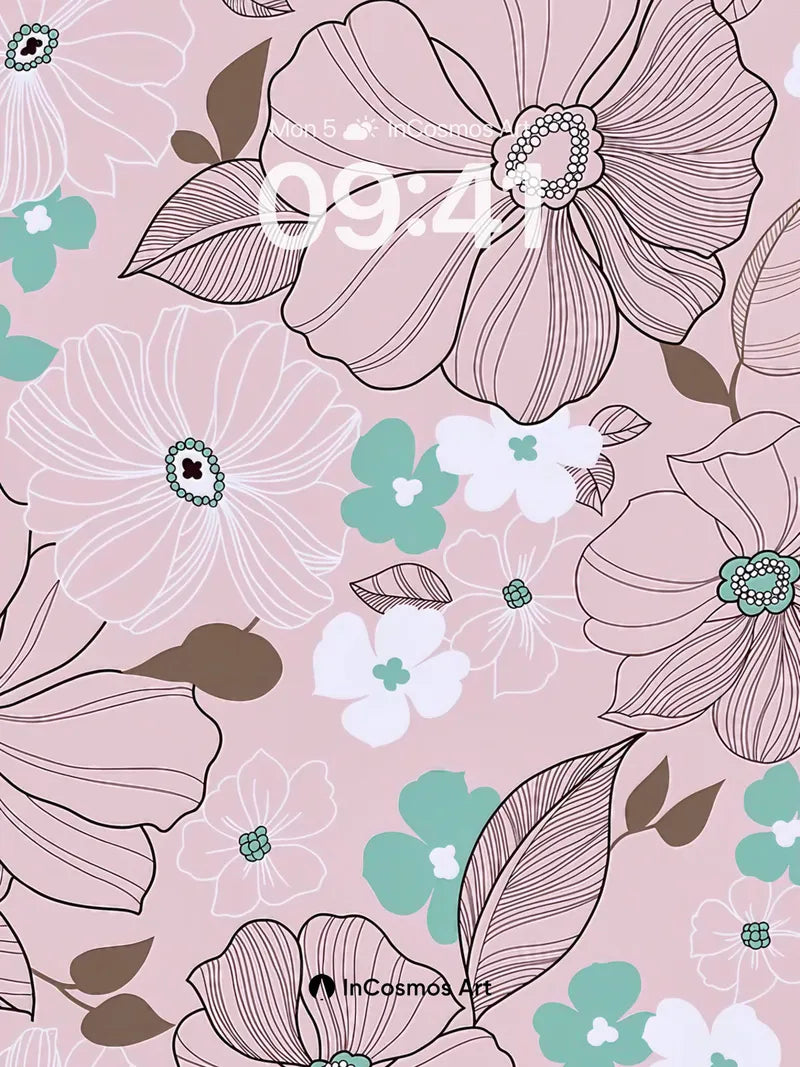 Serene Bloom Wallpaper with Delicate Lines