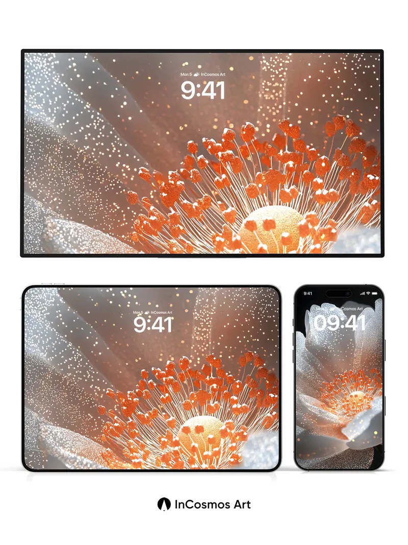 Luminous Petal Wallpaper with Cosmic Dust