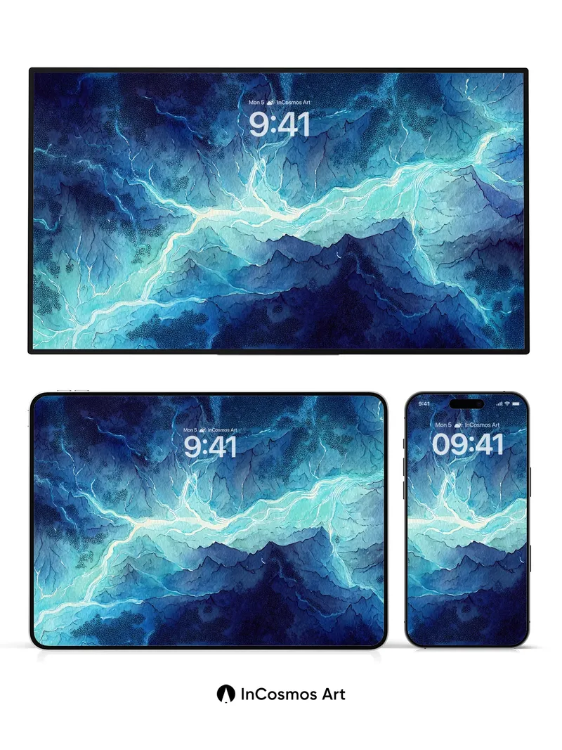 Electric Abyss Wallpaper with Thunder Veins