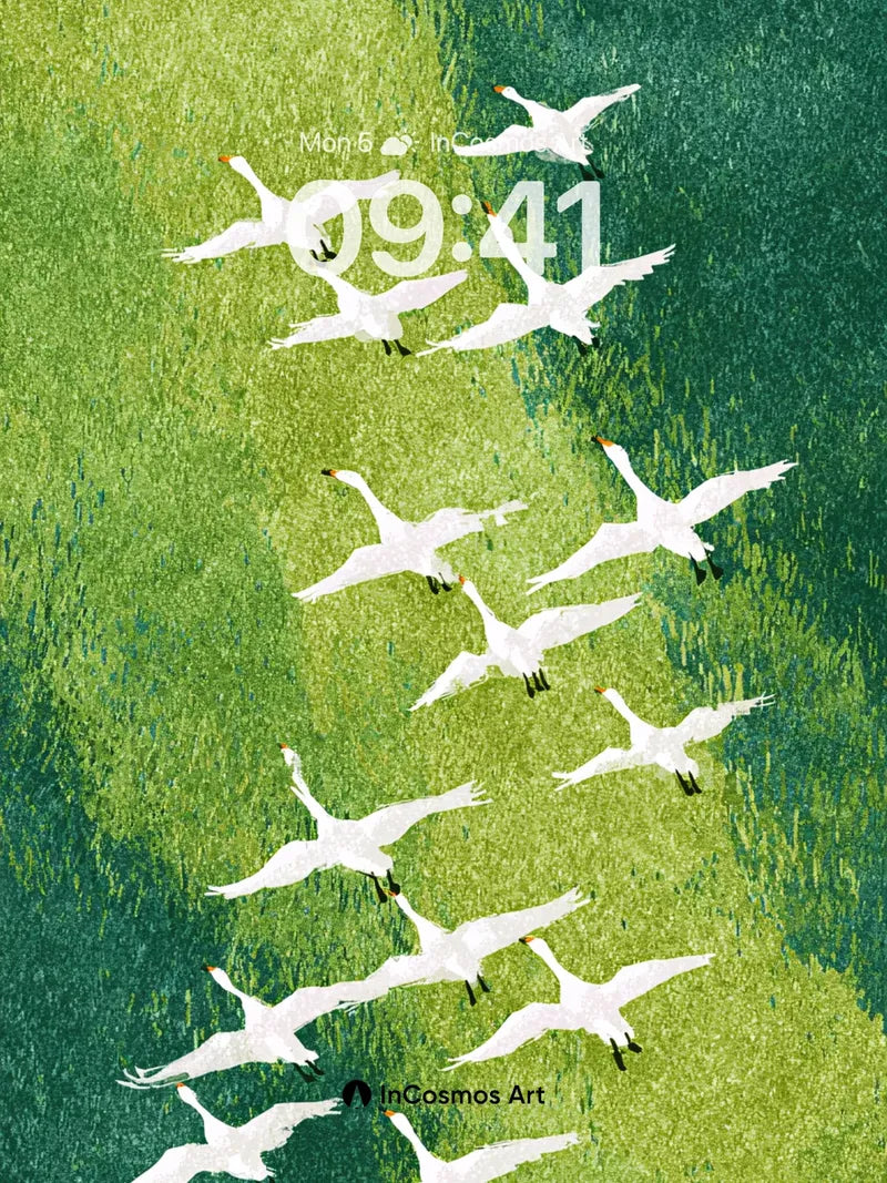 Serenity Flight Wallpaper with Emerald Skies