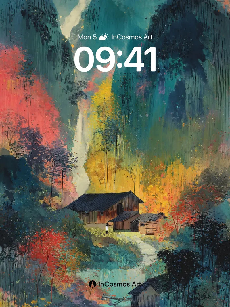 Autumn Whispers Wallpaper with Mountain Veil