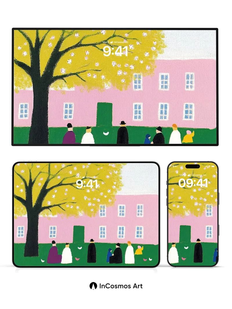 Whispering Canopy Wallpaper with Silent Figures