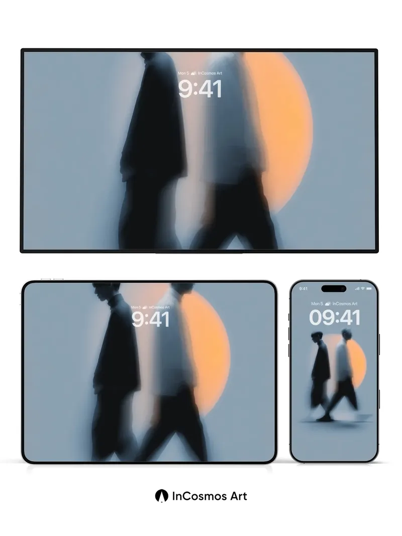 Echoes of Motion Wallpaper with Dual Silhouettes