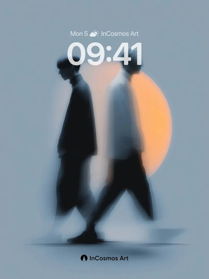 Echoes of Motion Wallpaper with Dual Silhouettes