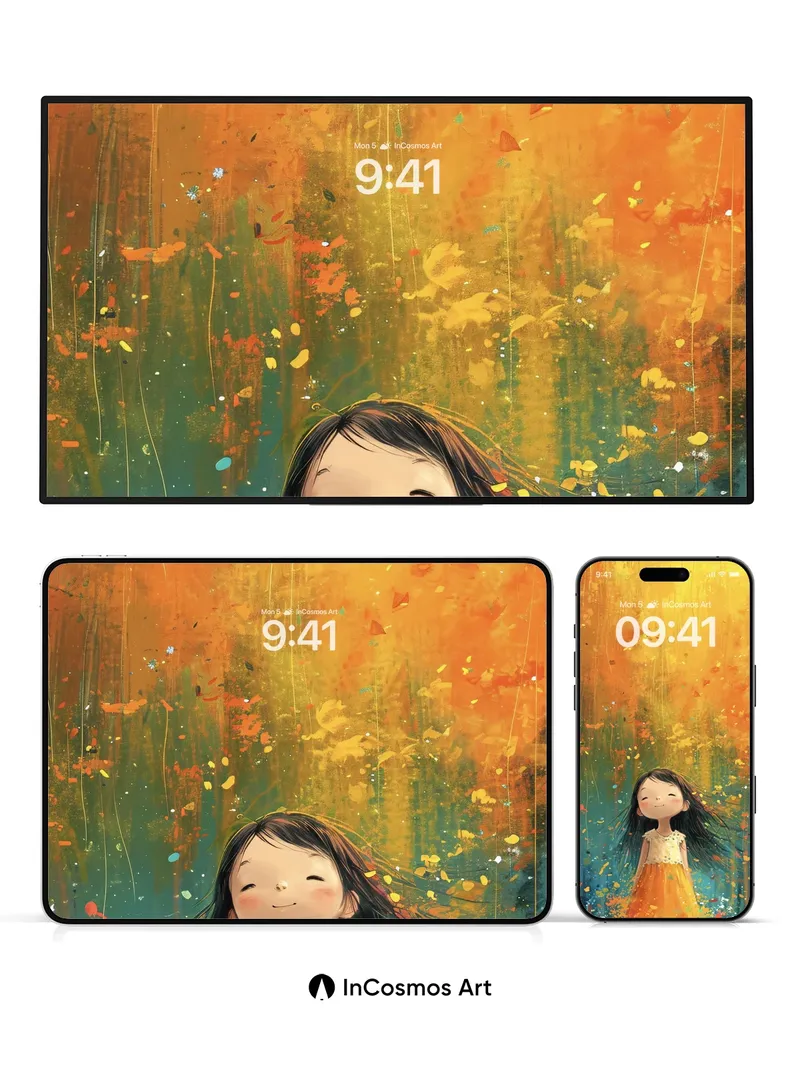 Golden Rain Wallpaper with Whispers of Light