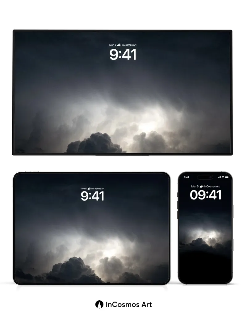 Shadowed Horizon Wallpaper with Moonlit Clouds