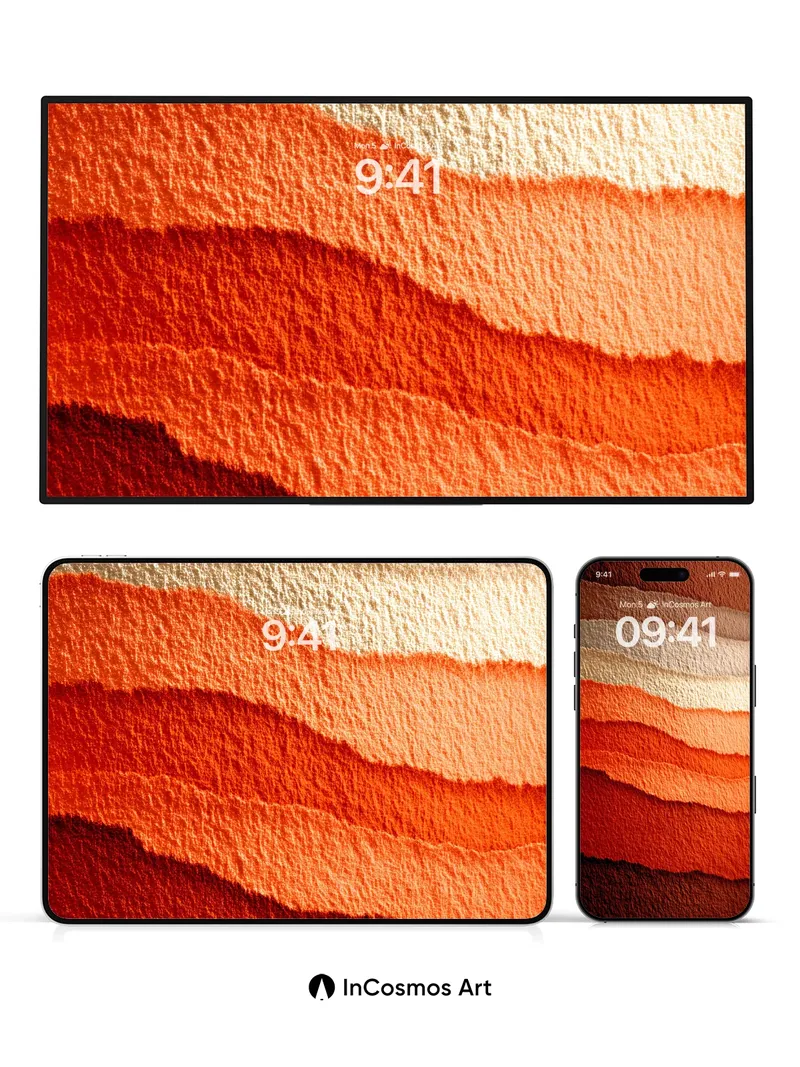 Crimson Dune Wallpaper with Textured Waves