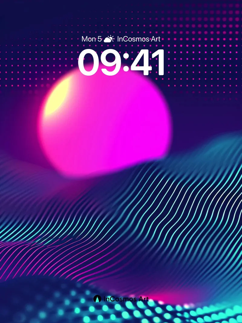 Neon Horizon Wallpaper with Pulse Waves