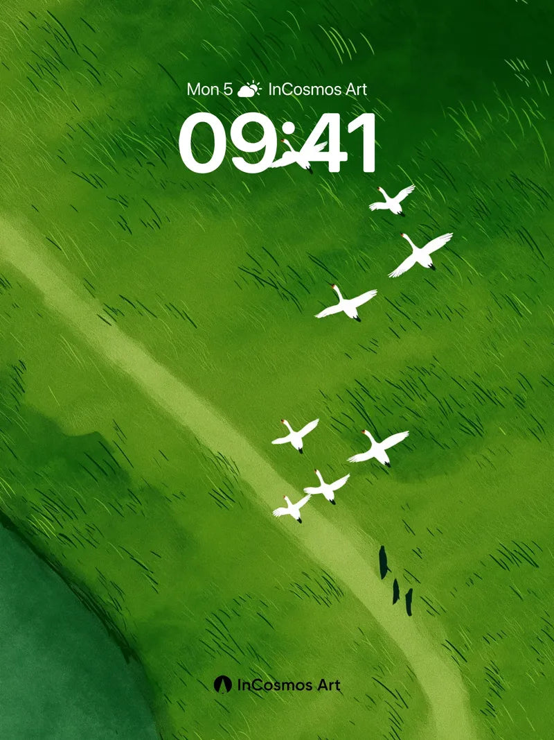 Serene Flight Wallpaper with Emerald Canopy