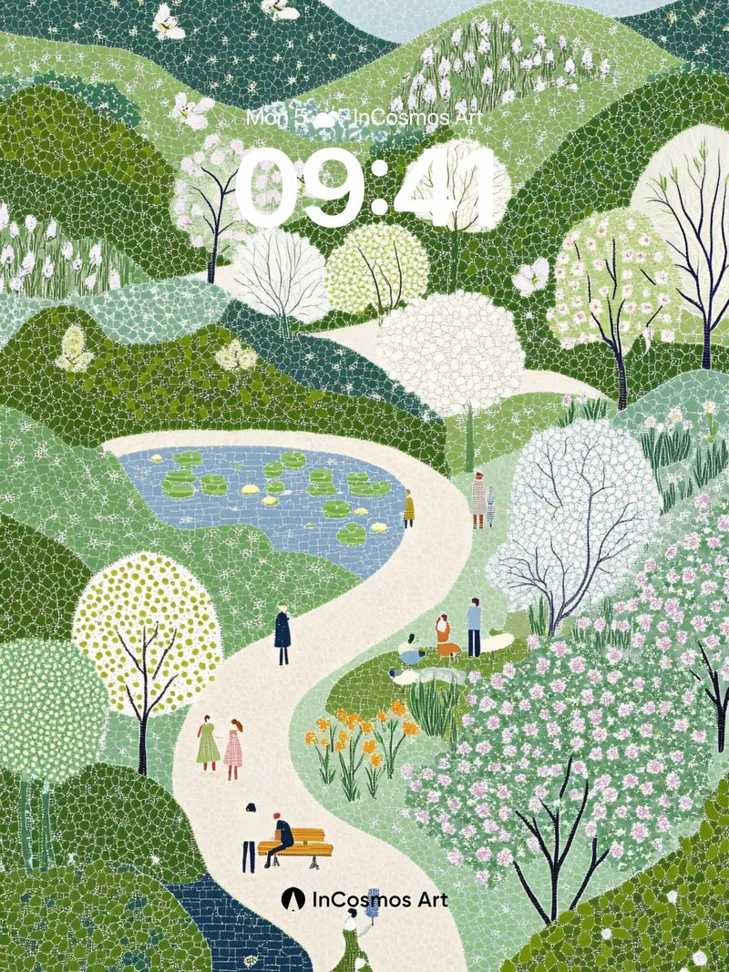 Whispering Path Wallpaper with Cherry Blossom Hush