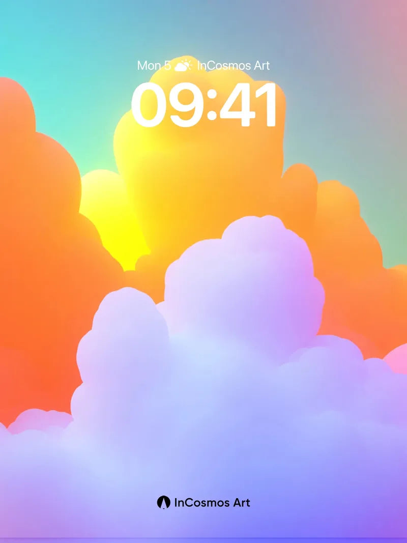 Luminous Cloudscape Wallpaper with Rainbow Hues