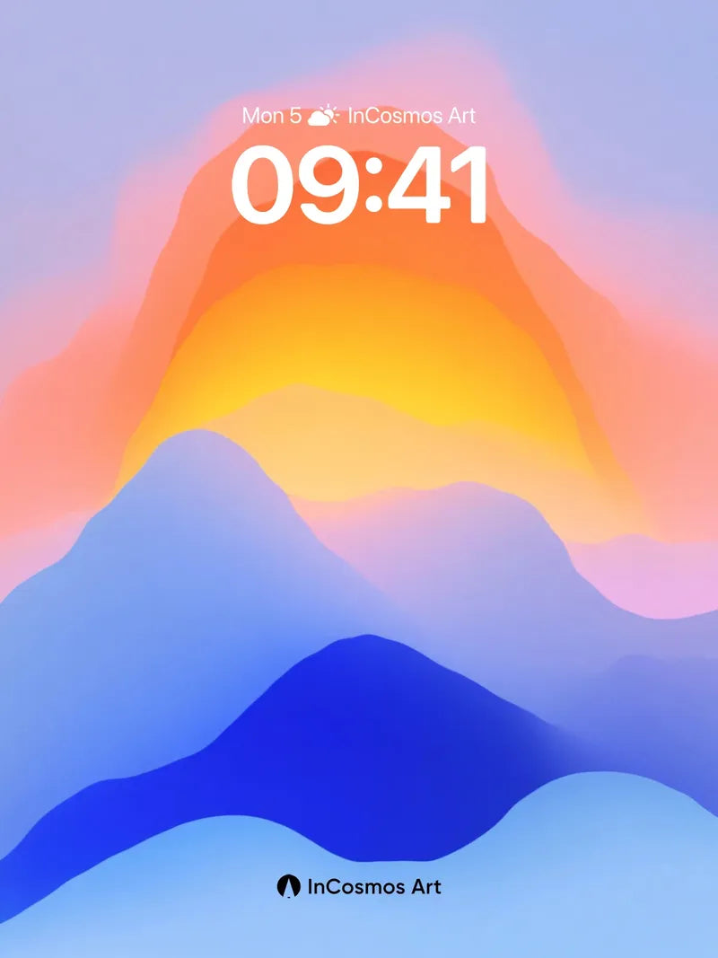 Serene Gradient Wallpaper with Floating Light Peaks