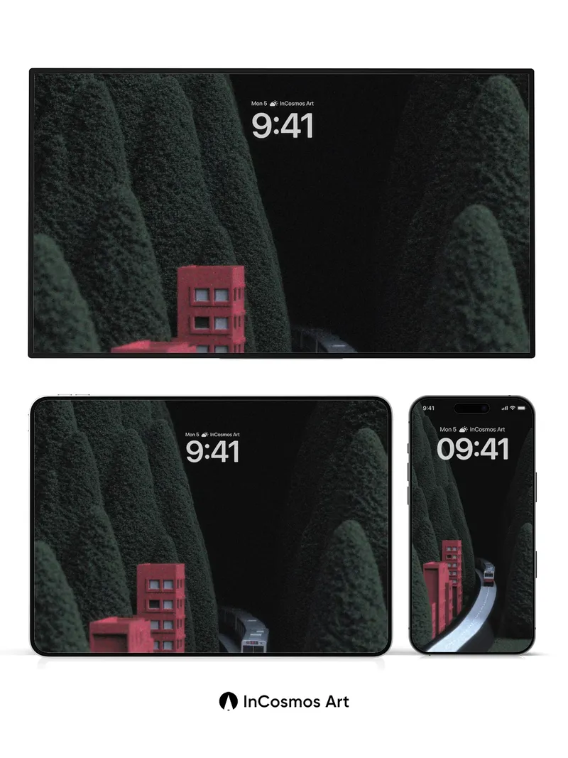 Midnight Canyon Wallpaper with Crimson Towers