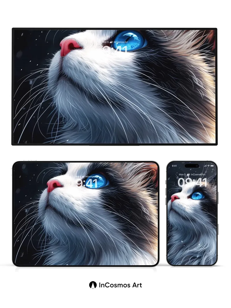 Cosmic Gaze Wallpaper with Icy Fur