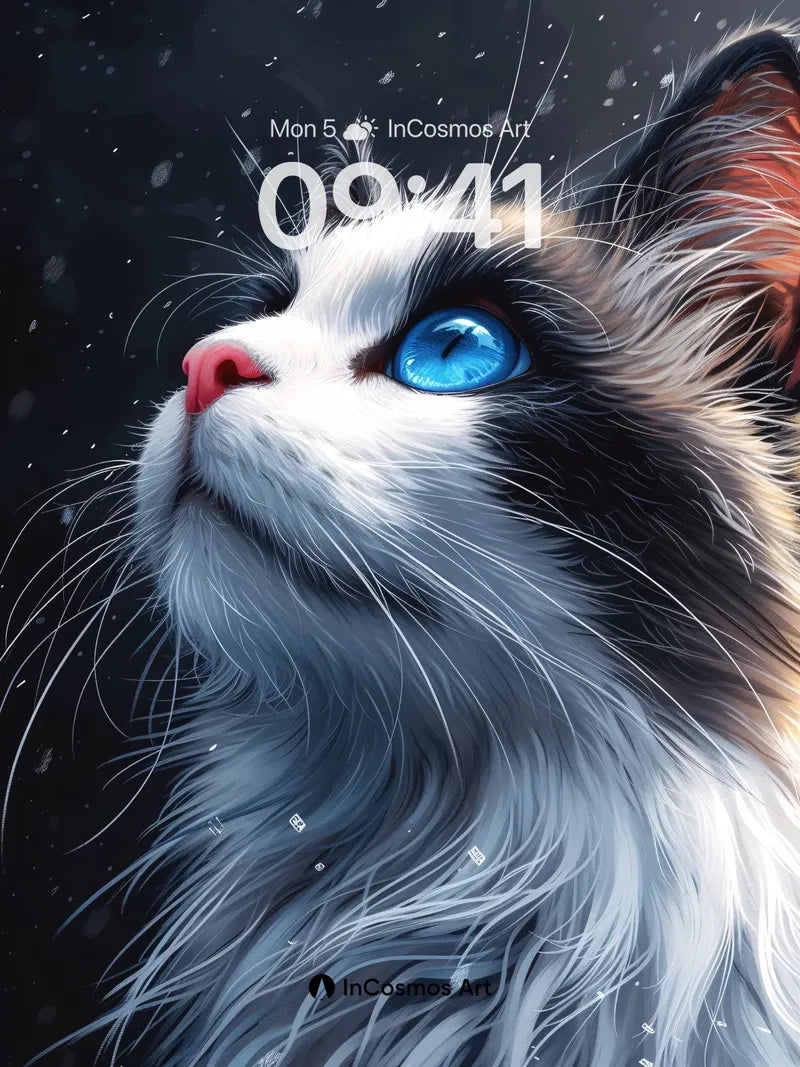 Cosmic Gaze Wallpaper with Icy Fur