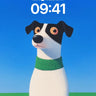 Serene Canine Wallpaper with Knitted Green Collar wallpaper for iPhone, iPad & Mac