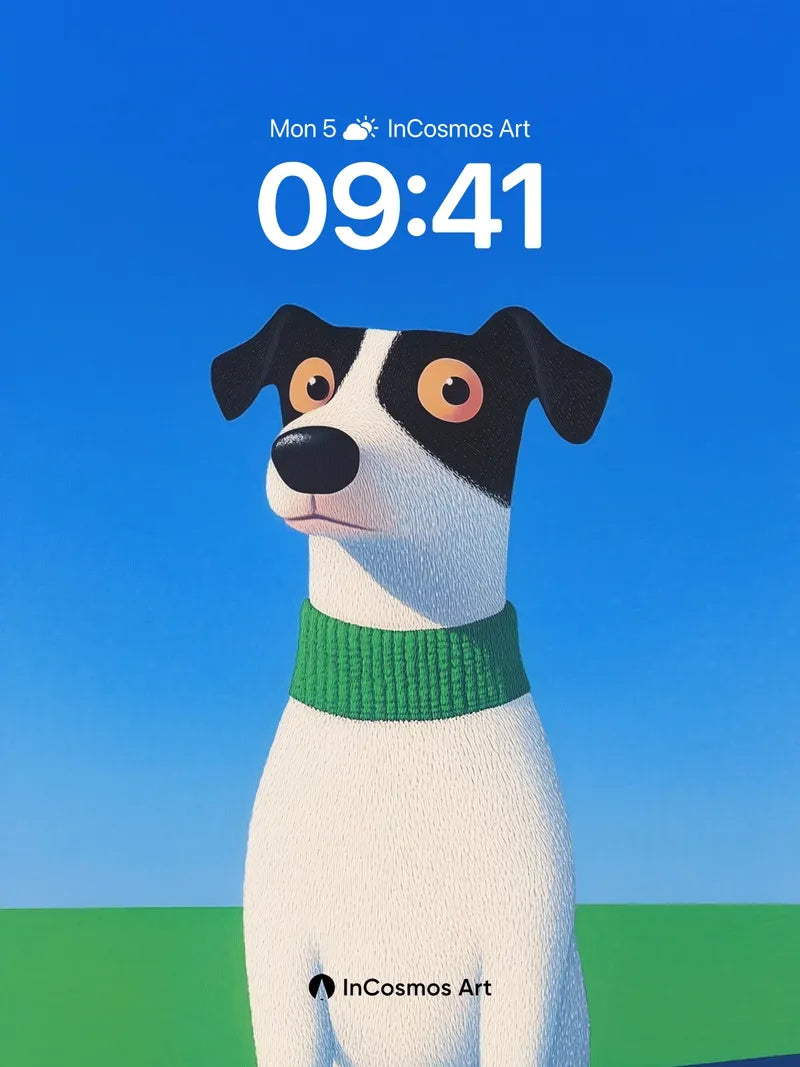 Serene Canine Wallpaper with Knitted Green Collar